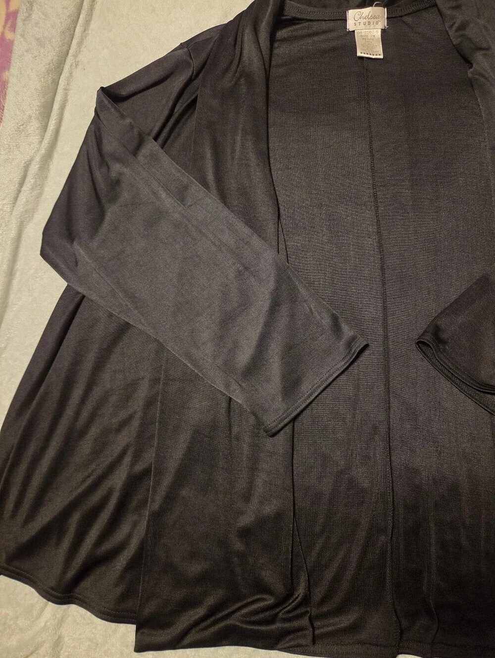 Chelsea Studio Black Open Front Draped Cardigan Women's 2XL